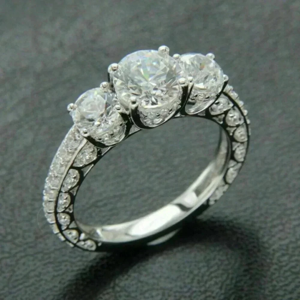 ✨925 Silver Plated Round Cut CZ Eternity Ring for Women, MARR9412